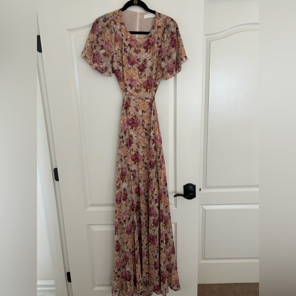 Astr Pink and Red Ruffled Maxi Dress